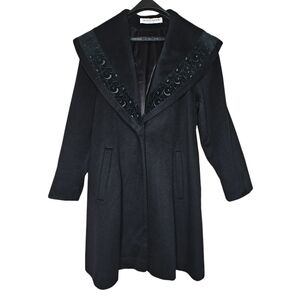 Donny Brook Women's Wool Pea Coat Black  Decorated Collar Elegant